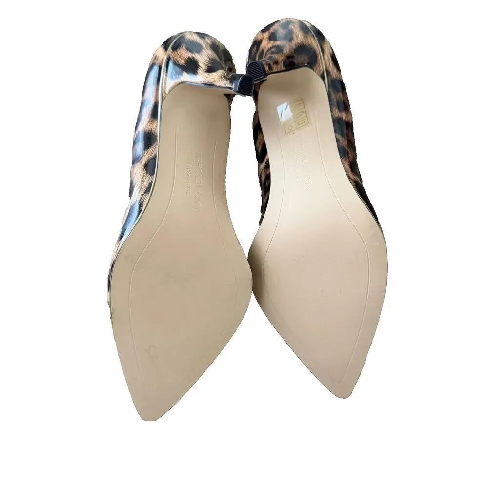 Andrew Marc Glossy Leopard Print Pumps 4” Stiletto Heels Padded US Sz 8.5M Peggy - Picture 4 of 8